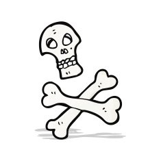 spooky skull and crossbones symbol cartoon