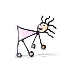 cartoon stick woman bending over