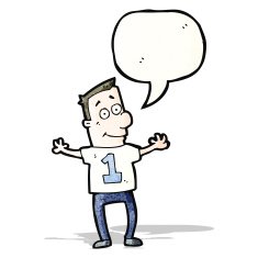 cartoon man in shirt with number one N3