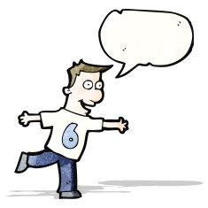 cartoon man in shirt with number six N3