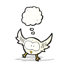 cartoon owl with thought bubble N73