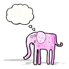 cartoon elephant with thougth bubble N3