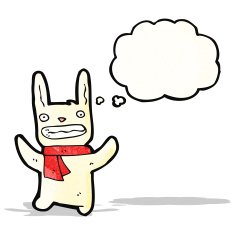 cartoon rabbit with thought bubble N98