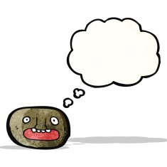 cartoon shocked face symbol with thought bubble