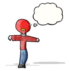 cartoon red light bulb head man N6