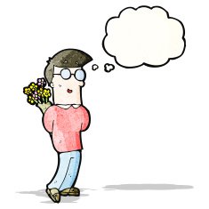 cartoon man with flowers N6