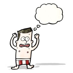 cartoon embarrased man in underwear