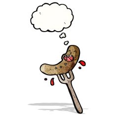 sausage on fork cartoon N2