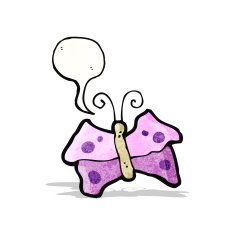cartoon butterfly with speech bubble N4