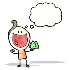 happy man with cash cartoon
