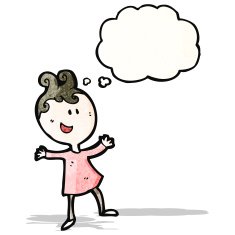 cartoon woman with thought bubble N35