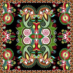 Traditional ornamental floral paisley bandanna N367