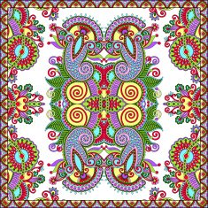 Traditional ornamental floral paisley bandanna N370