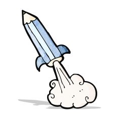 cartoon pencil rocket N2