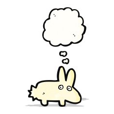 cartoon rabbit with thought bubble N100