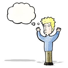cartoon man with hands in air