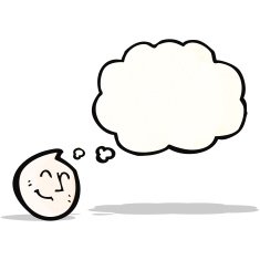 cartoon happy face symbol with thought bubble