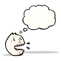 cartoon stressed face symbol with thought bubble