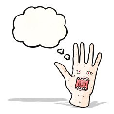 scary shrieking hand cartoon