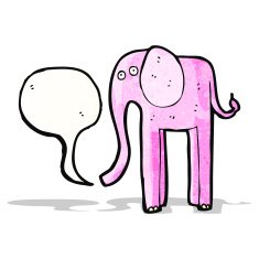 cartoon elephant with speech bubble