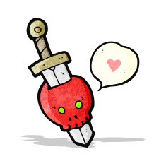 sword in skull cartoon