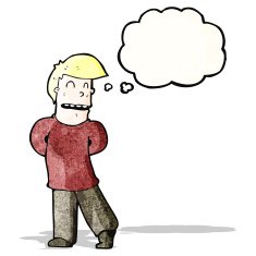 cartoon bashful man