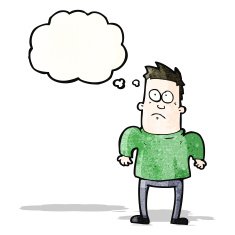 cartoon man shruggin shoulders
