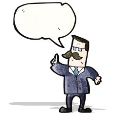 cartoon mustache man with speech bubble N12