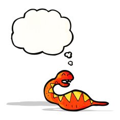 cartoon snake with thought bubble N79
