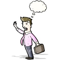 cartoon panicking businessman
