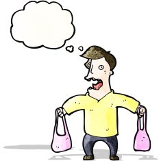 embarrassed man holding bag N2