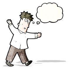 cartoon enthusiastic man with thought bubble N11