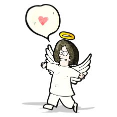 cartoon angel with speech bubble N3