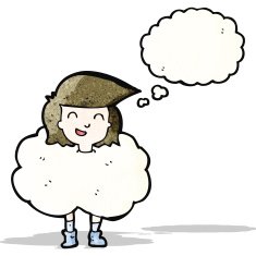 cartoon girl with head in clouds N4