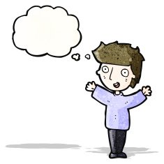cartoon boy with thought bubble