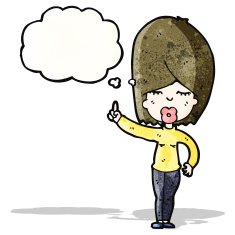cartoon woman with thought bubble N36