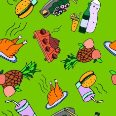 seamless pattern of food and drinks N2