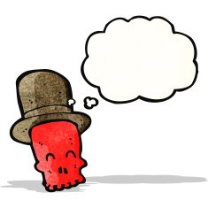 cartoon skull with top hat N2