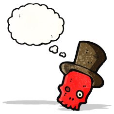 cartoon skull with top hat N3