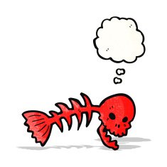 cartoon spooky fish bones