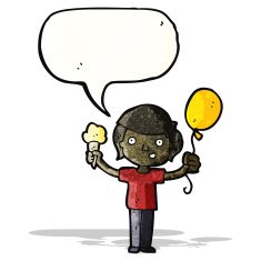 cartoon boy with ice cream and balloon N2