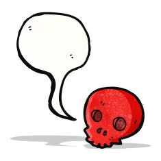 cartoon talking skull
