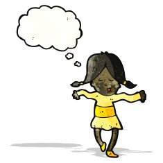 cartoon woman with thought bubble N37