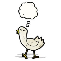 cartoon bird with thought bubble N286