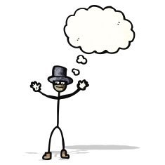 Cartoon Stick Man With Thought Bubble N3