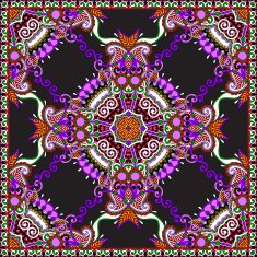 Traditional ornamental floral paisley bandanna N384