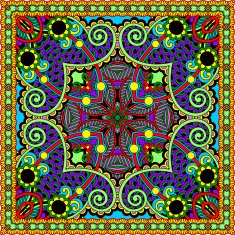 Traditional ornamental floral paisley bandanna N391