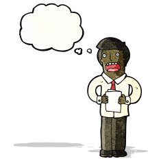 cartoon man reading from notes N2