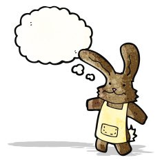 cartoon rabbit with thought bubble N102