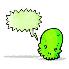 spooky glowing green cartoon skull N2
